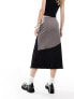 Фото #7 товара Reclaimed Vintage spliced midi skirt in grey and black