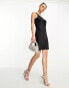 Фото #4 товара Flounce London mini slip dress in black