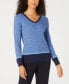 Karen Scott Women's Teresa Cotton Colorblocked Sweater Blue Combo S