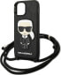 Karl Lagerfeld Karl Lagerfeld KLHCP13SCMNIPK iPhone 13 mini 5,4" hardcase czarny/black Leather Monogram Patch and Cord Iconik