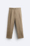 Belted 100% linen trousers