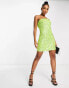 Forever New structured bandeau sequin mini dress in lime mix