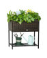 PE Rattan Outdoor Raised Flower Garden Planter Bed w/ Shelf, Brown