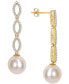 ფოტო #1 პროდუქტის Cultured South Sea Pearl (10mm) & Diamond (1/2 ct. t.w.) Infinity Linear Drop Earrings in 14k Gold