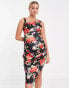 ASOS DESIGN Maternity cowl neck midi pencil dress in floral