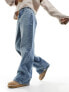 Фото #3 товара Mango straight leg washed jeans in light blue