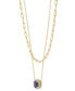 ფოტო #3 პროდუქტის Amethyst (3/4 ct. t.w.) & Cubic Zirconia Layered Necklace in 14k Gold-Plated Sterling Silver, 13" + 3" extender