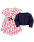 Baby Girls Baby Organic Cotton Dress and Cardigan 2pc Set, Coral Rose