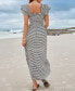 Women's Gingham Bubble Sleeve Maxi Beach Dress