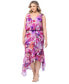 ფოტო #3 პროდუქტის Plus Size Floral Blouson High-Low Dress