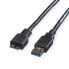 Фото #1 товара ROLINE USB 3.0 Cable - A - Micro B - M/M 3.0 m - 3 m - USB A - Micro-USB B - USB 3.2 Gen 1 (3.1 Gen 1) - 5000 Mbit/s - Black