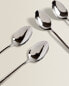 Set of shiny steel spoons