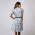 Фото #3 товара Women's Short Pleated Sleeve Woven Dress with Waist Tie