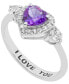 ფოტო #1 პროდუქტის Amethyst (5/8 ct.t.w.) and White Topaz (1/2 ct.t.w.) 'I Love You' Message Ring in Sterling Silver