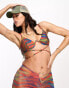 Фото #2 товара ASOS DESIGN monowire wrap around bikini top in heat map zebra print