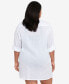 Фото #2 товара Plus Size Cotton Camp Shirt Cover-Up