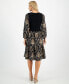 ფოტო #2 პროდუქტის Petite Mixed-Media Long-Sleeve Dress