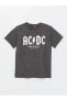 LCW Bisiklet Yaka AC/DC Baskılı Kısa Kollu Kadın Tişört