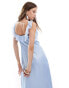 Фото #4 товара ASOS DESIGN satin frill detail wide scoop maxi dress in blue