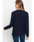 Women's Linen Blend Long Sleeve Ribbed Open Front Cardigan