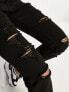 Armani Exchange ripped boyfriend fit jeans in black