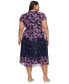 ფოტო #2 პროდუქტის Plus Size Floral Print Cap Sleeve Midi Dress