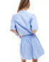 Pieces cotton stripe skirt co-ord in blue