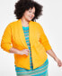 Фото #1 товара Trendy Plus Size Knit Drape-Front Blazer, Created for Macy's