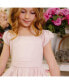 ფოტო #4 პროდუქტის Girls' Cap Sleeve Special Occasion Sateen Flower Girl Dress with Embroidered Hem, Toddler