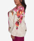 Plus Size Wine Country Women's Watercolor Floral Beaded Split Neck Sweater