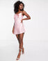 Фото #4 товара Miss Selfridge satin bow mini slip dress in pink