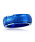 Stainless Steel Honey Comb Design Spinner Ring - Blue Plated