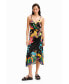 ფოტო #4 პროდუქტის Women's Jungle design wrap midi dress