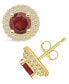 Фото #1 товара Garnet (2-1/5 ct. t.w.) and Diamond (1/2 ct. t.w.) Halo Stud Earrings in 14K Yellow Gold