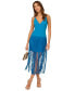 Фото #1 товара Women's V-Neck Fringe-Trim Crepe Dress