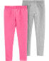 Фото #2 товара Kid 2-Pack Pink & Gray Leggings 10