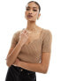 Фото #1 товара Fashionkilla knitted v neck top in brown