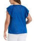 Фото #2 товара Plus Size Lace-Up Flutter Short Sleeve Top