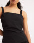 NA-KD ruched tailored cami top in black