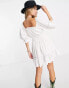 Фото #4 товара Topshop broderie ruched waist mini dress in ivory