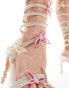 Фото #2 товара Azalea Wang Floriana embellished butterfly spiral heeled sandals in white