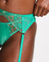 Фото #6 товара ASOS DESIGN Jade premium shimmer embroidered suspender belt in green