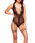 Фото #1 товара Women's Willow Floral Pattern Teddy with Large Scale Net Cut Out at Bust and Garters