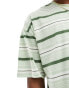 New Look green stripe oversized tshirt in green