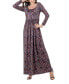 ფოტო #3 პროდუქტის Women's Floral Long Sleeve Pleated Maxi Dress