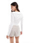 Фото #4 товара ASOS DESIGN frill wrap top with ruffle cuff in ivory