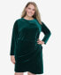 Фото #3 товара Plus Size Velvet Long-Sleeve Cutout Dress