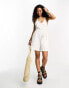 ONLY belted halter neck linen playsuit in white