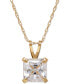 ფოტო #1 პროდუქტის Princess-Cut Cubic Zirconia Pendant Necklace in 14k Gold or White Gold