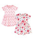 ფოტო #1 პროდუქტის Baby Girls Baby Organic Cotton Short-Sleeve Dresses 2pk, Floral Dot